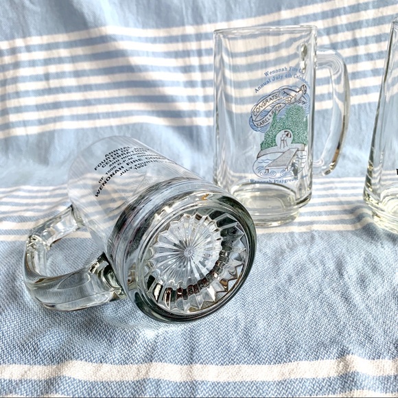 3 Vintage Glass Beer Mugs - Picture 4 of 11